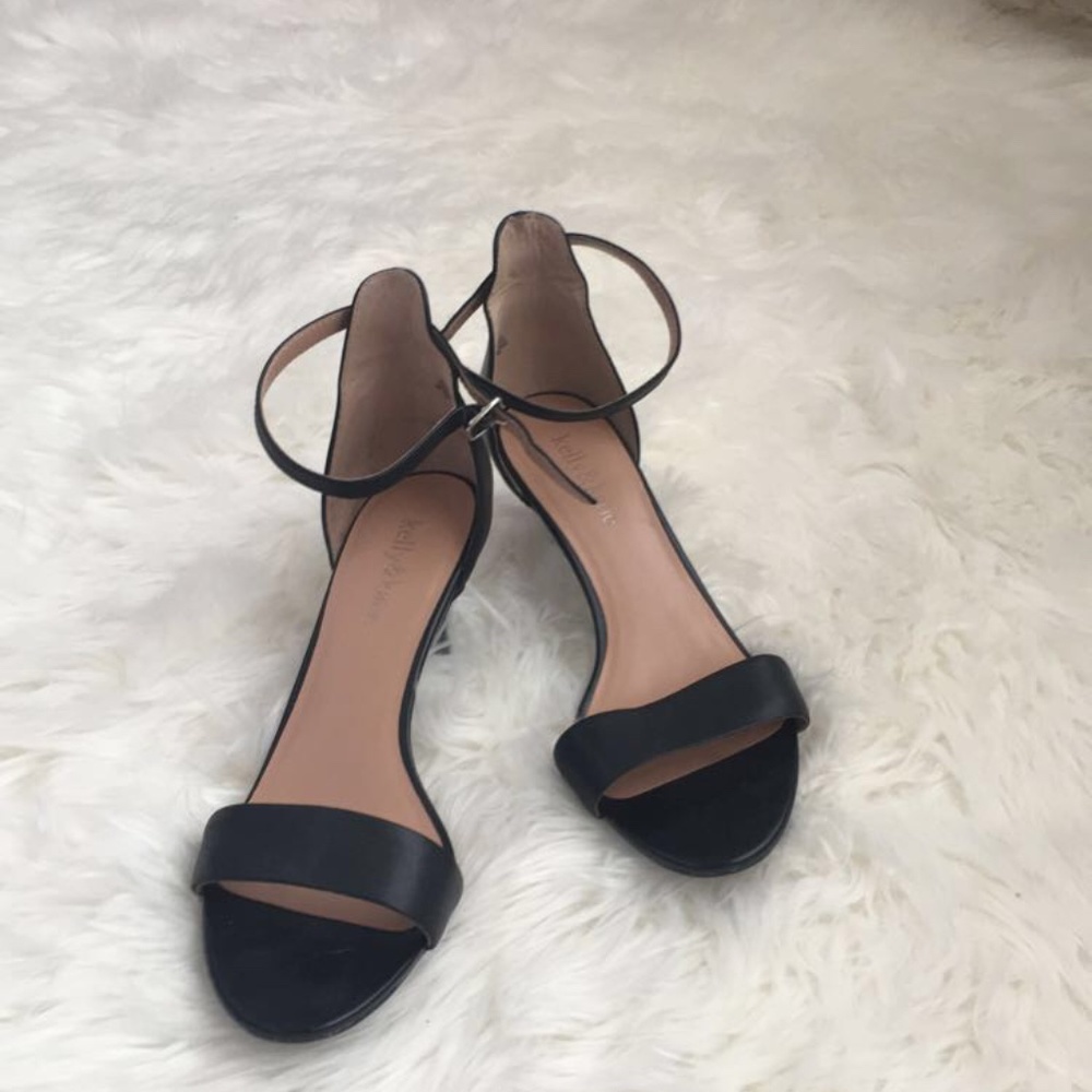 open-toe black heels